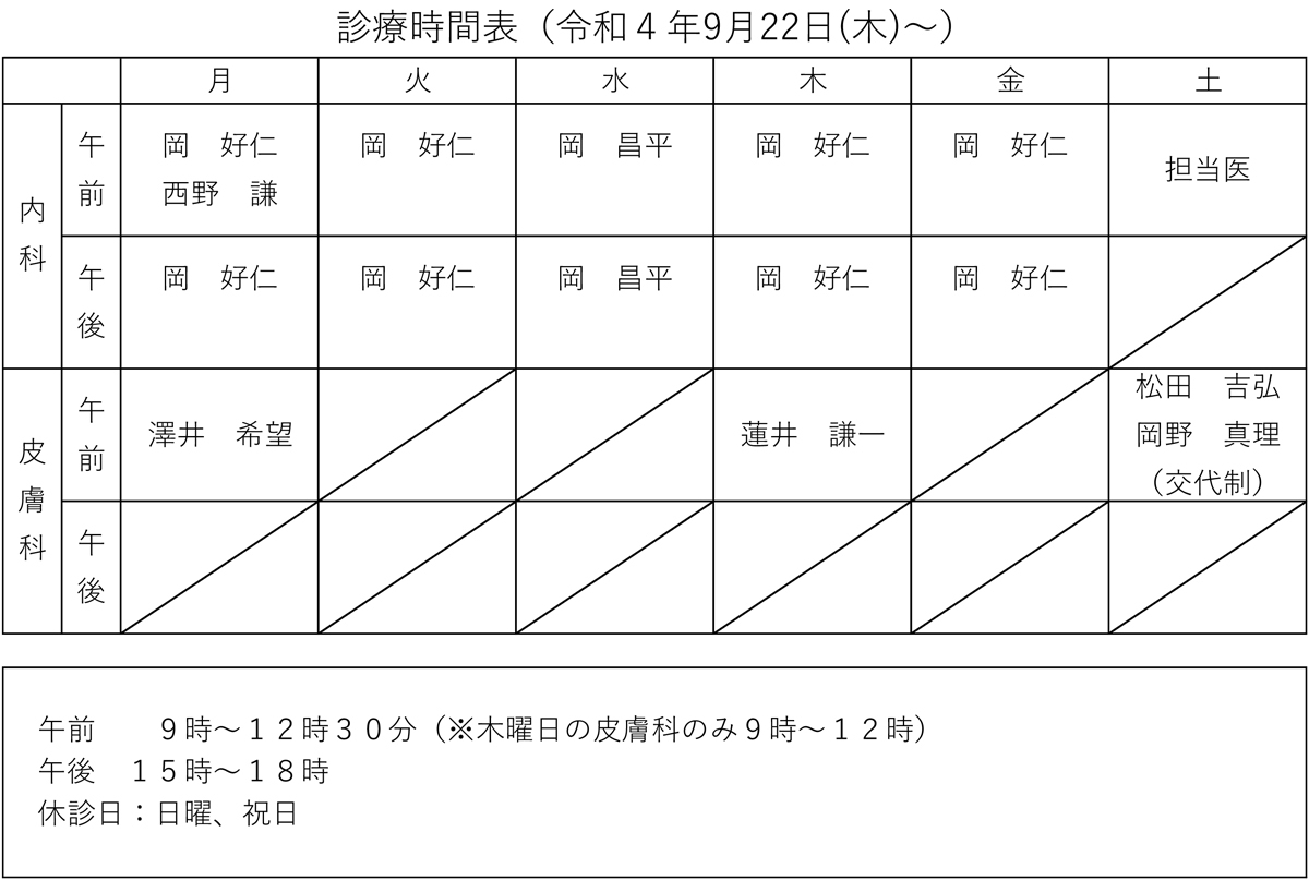 診療時間表